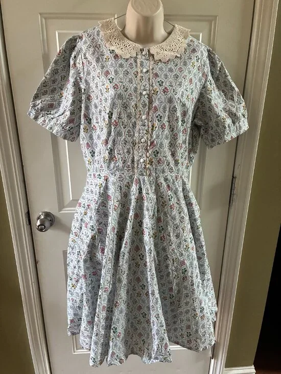 Ivy City Co Mae Dress Floral Lace Collar Puff Sleeve Cottagecore Size 14 - Picture 3 of 13